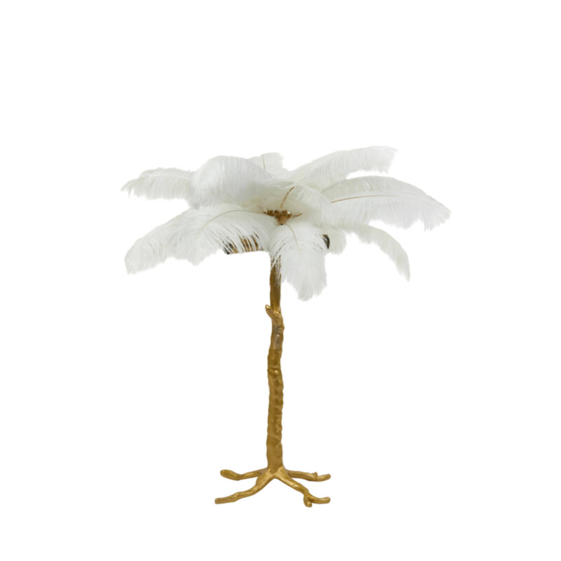 Lámpara de mesa clásica dorada con plumas de avestruz blancas Light and Living Feather - Imagen 2