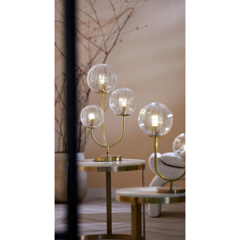 Lámpara de mesa clásica dorada con tres globos Light and Living Magdala - Imagen 3