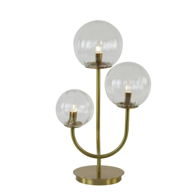 Lámpara de mesa clásica dorada con tres globos Light and Living Magdala - Imagen 4