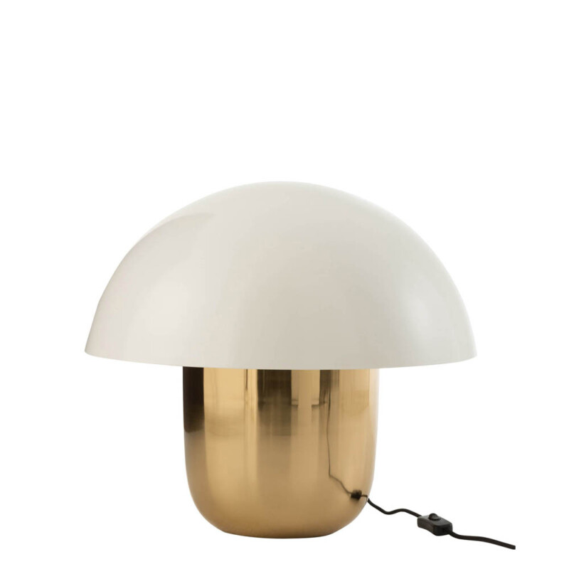 Lámpara de mesa clásica dorada con vidrio opalino Jolipa Mushroom - Imagen 2