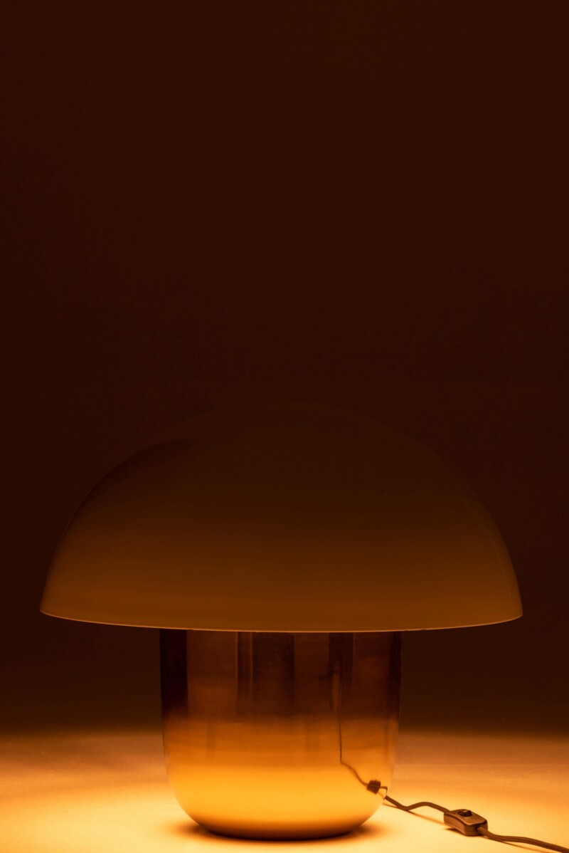 Lámpara de mesa clásica dorada con vidrio opalino Jolipa Mushroom - Imagen 5