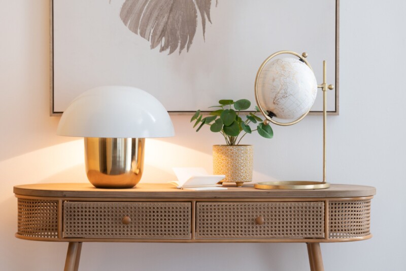 Lámpara de mesa clásica dorada y blanca en forma de seta Jolipa Mushroom - Imagen 3