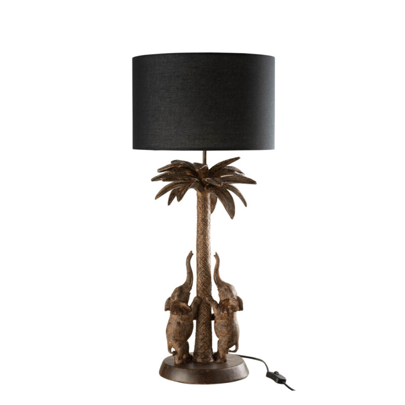 Lámpara de mesa clásica negra con elefantes Jolipa Palmtree Elephant Poly - Imagen 2