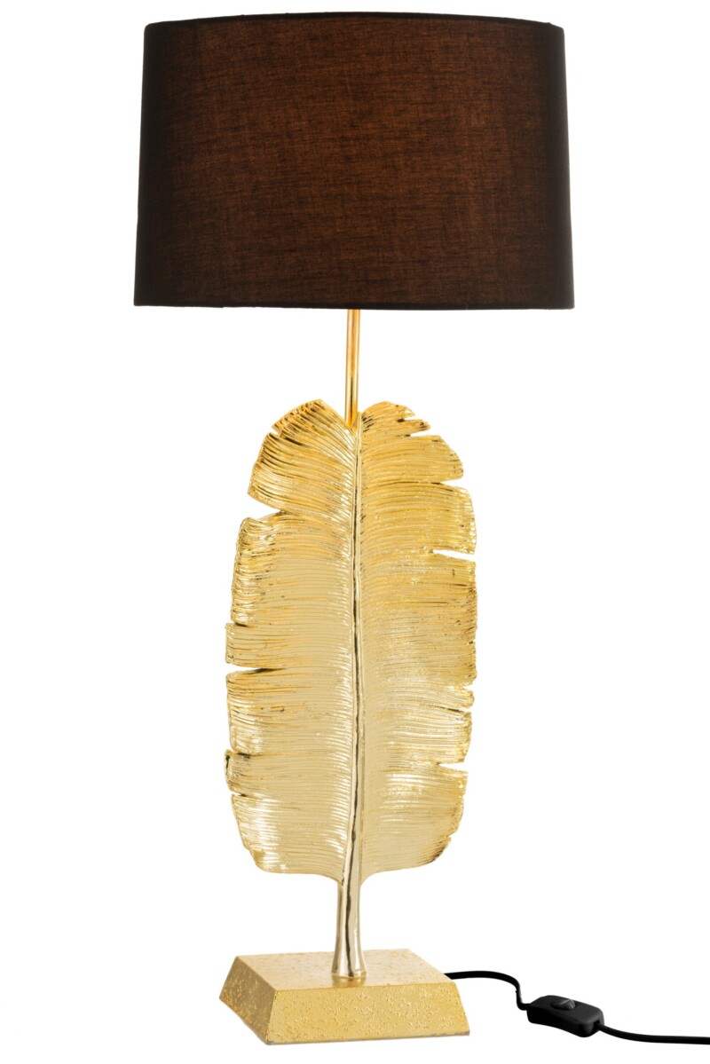 Lámpara de mesa clásica negra con pluma dorada Jolipa Feather Poly - Imagen 3