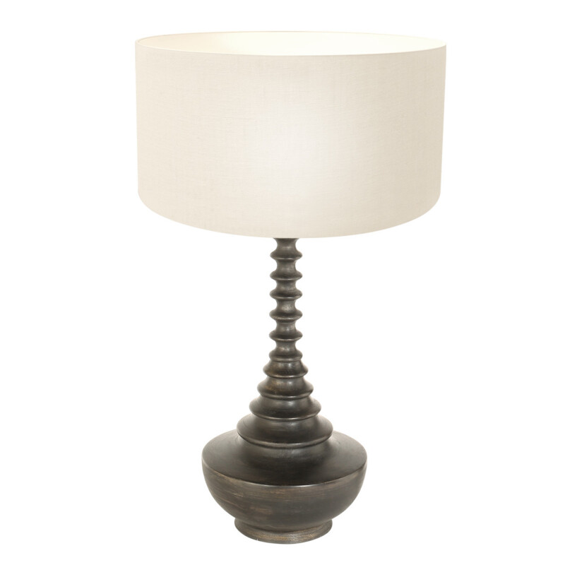Lámpara de mesa clásica negra y blanca Steinhauer Bois negroantiguo y linoblanco - Imagen 2