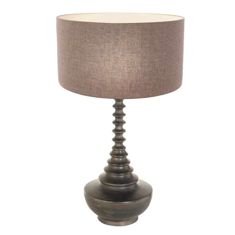 Lámpara de mesa clásica negra y marrón Steinhauer Bois negroantiguo y gris - Imagen 2