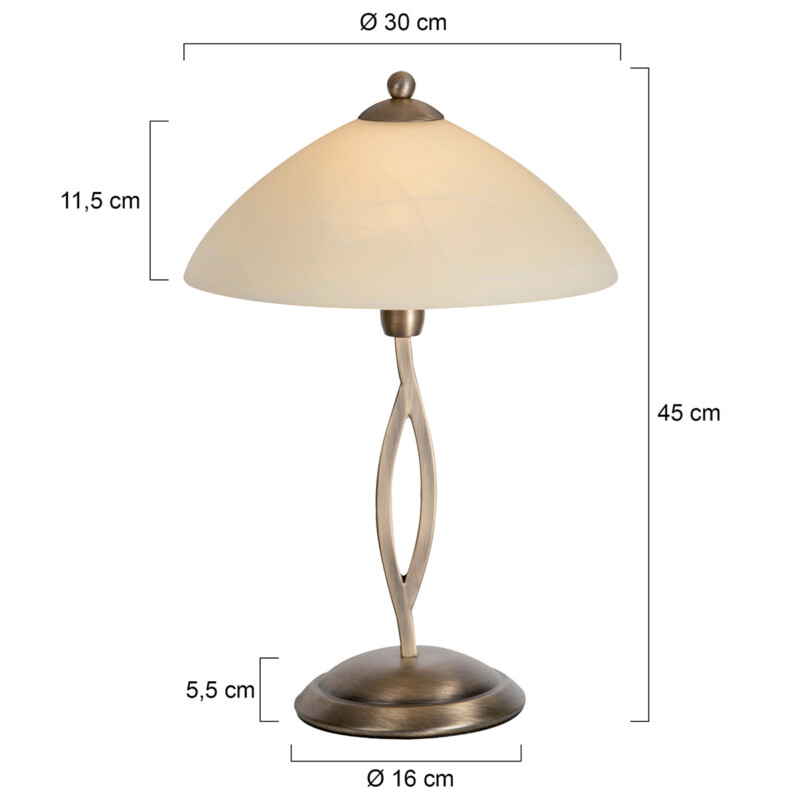 Lámpara de mesa de bronce con pantalla de vidrio marmolado torcido Steinhauer Capri - Imagen 8