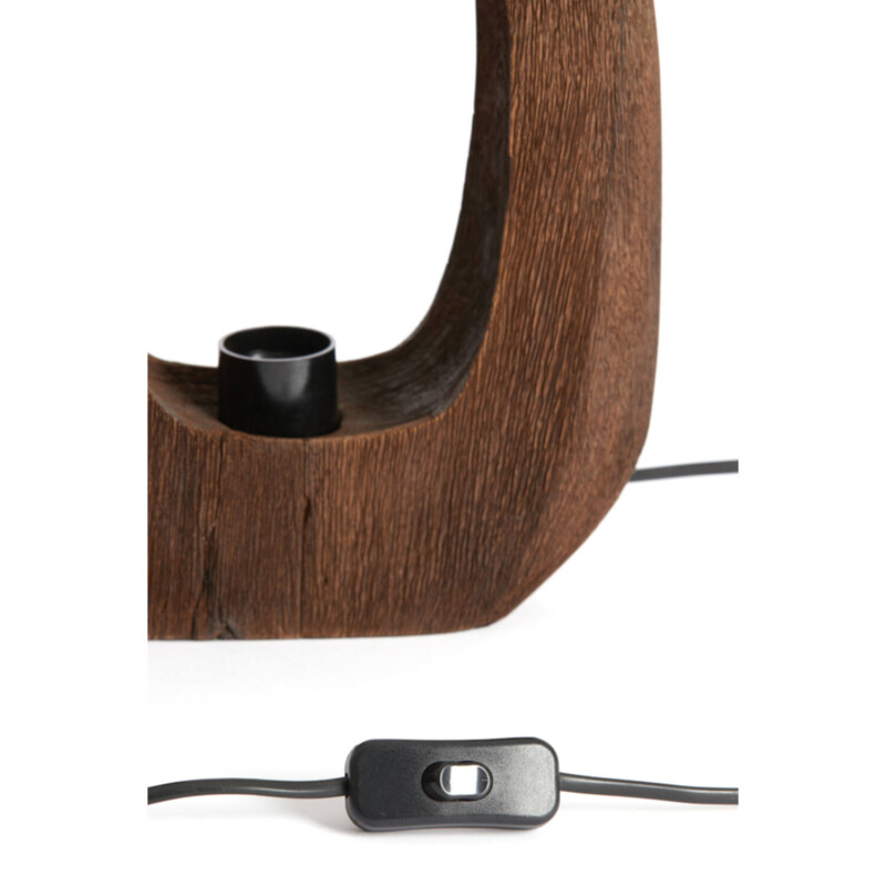Lámpara de mesa de madera beige natural en marrón Light and Living Kelafo - Imagen 6