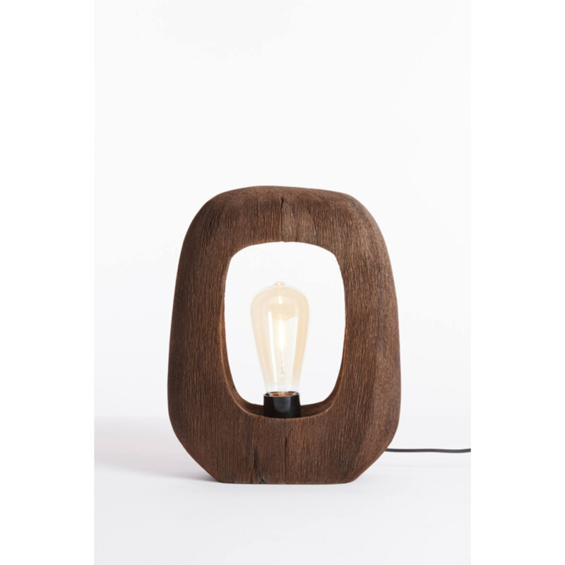 Lámpara de mesa de madera beige natural en marrón Light and Living Kelafo - Imagen 7