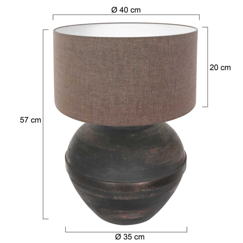 Lámpara de mesa de madera negra rural Anne Light & Home Lyons - Imagen 7