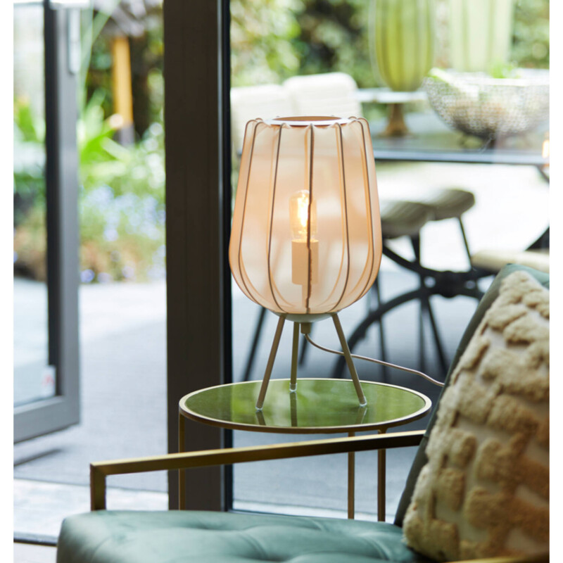 Lámpara de mesa moderna blanca con trípode Light and Living Plumeria - Imagen 3
