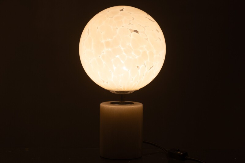 Lámpara de mesa moderna blanca de vidrio con piedra natural Jolipa Dany - Imagen 4