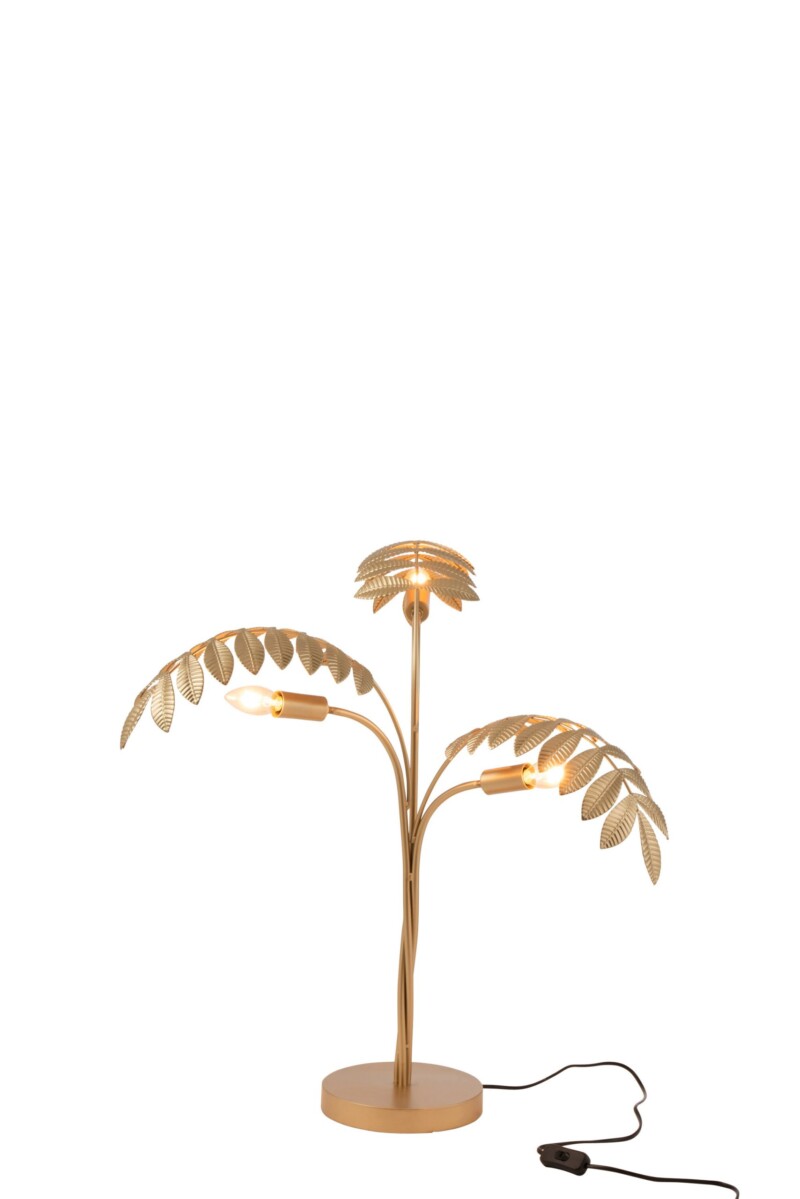 Lámpara de mesa moderna dorada con dos luces Jolipa Palm Tree Poly - Imagen 3