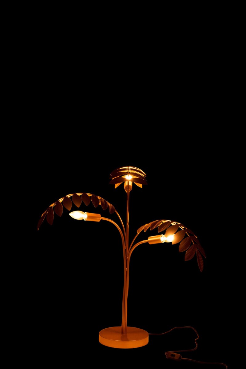 Lámpara de mesa moderna dorada con dos luces Jolipa Palm Tree Poly - Imagen 4