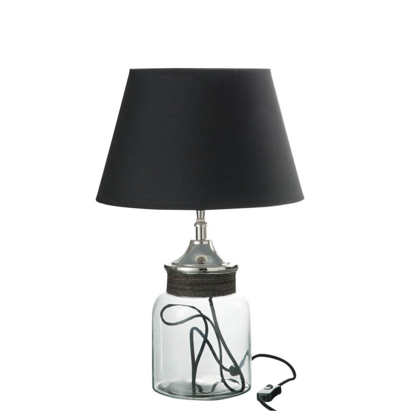 Lámpara de mesa moderna negra con base de vidrio Jolipa Simba - Imagen 2
