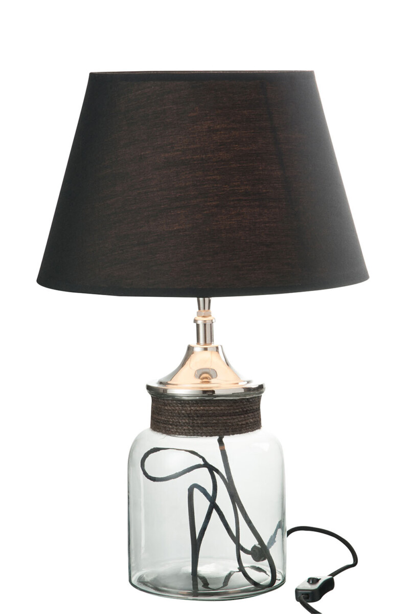 Lámpara de mesa moderna negra con base de vidrio Jolipa Simba - Imagen 3