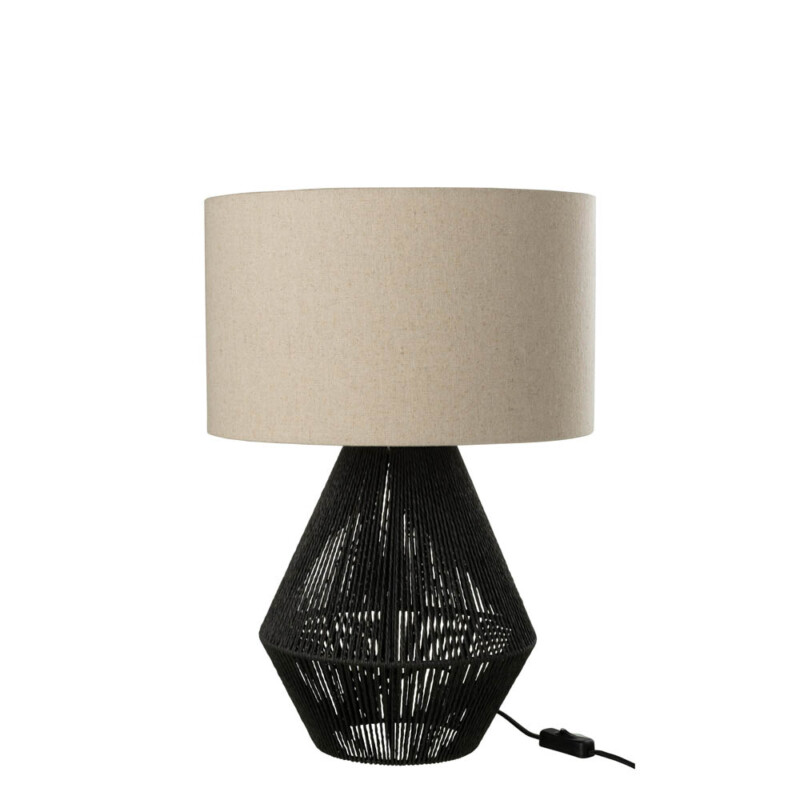 Lámpara de mesa moderna negra con beige Jolipa String - Imagen 2