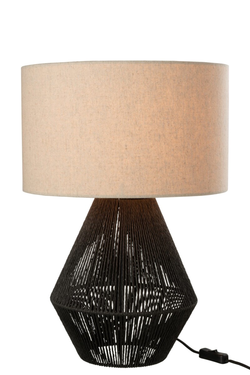Lámpara de mesa moderna negra con beige Jolipa String - Imagen 4