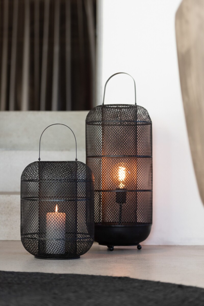 Lámpara de mesa moderna negra estilo farol Jolipa Donny - Imagen 3