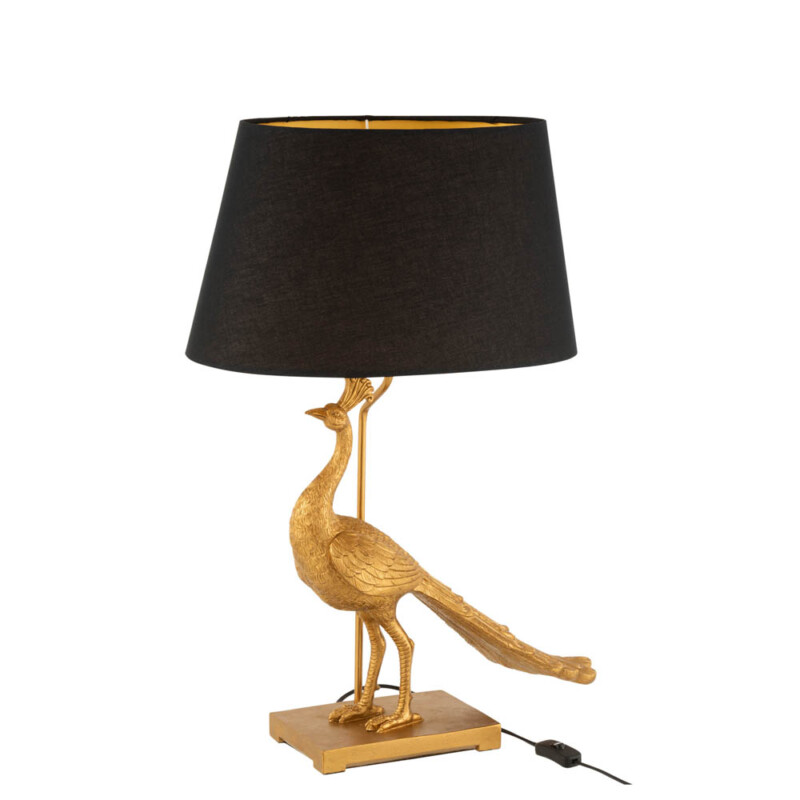 Lámpara de mesa moderna negra pavo real dorado Jolipa Peacock Poly - Imagen 2