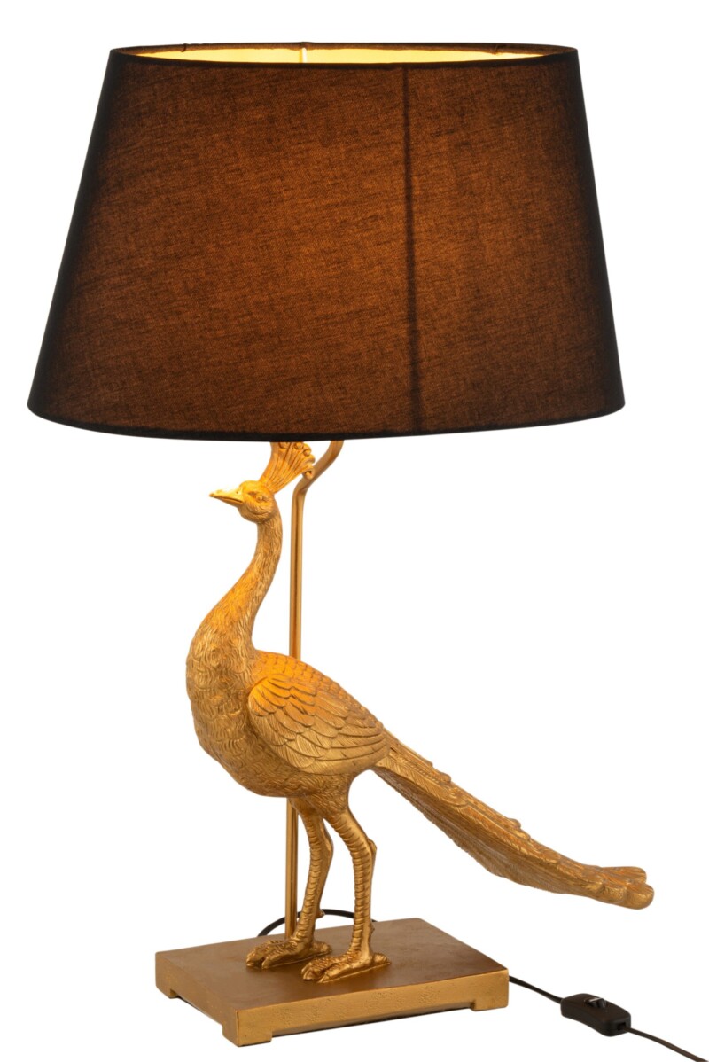 Lámpara de mesa moderna negra pavo real dorado Jolipa Peacock Poly - Imagen 4