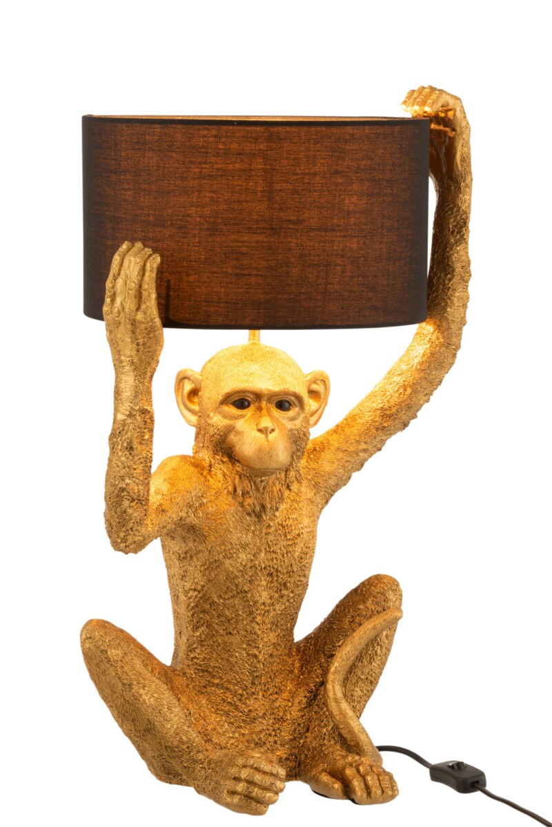 Lámpara de mesa moderna negra y dorada mono Jolipa Monkey Poly - Imagen 3