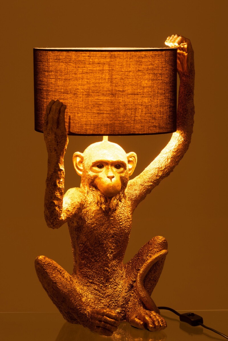 Lámpara de mesa moderna negra y dorada mono Jolipa Monkey Poly - Imagen 4