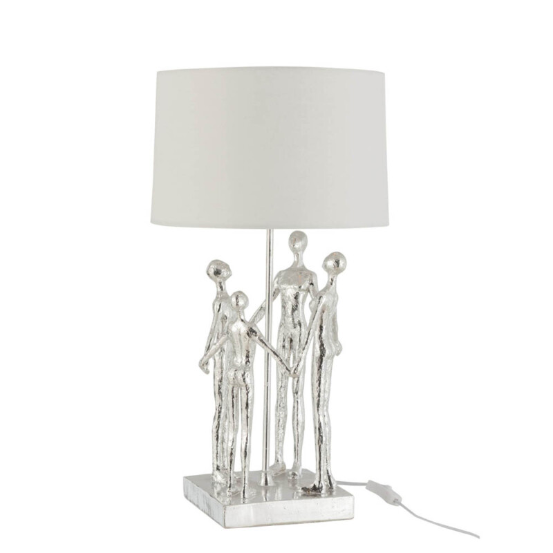 Lámpara de mesa moderna plateada con blanco Jolipa Figures Poly - Imagen 2