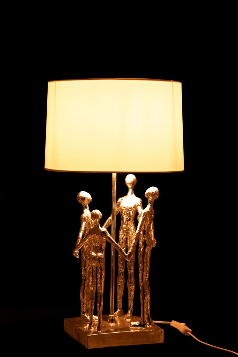Lámpara de mesa moderna plateada con blanco Jolipa Figures Poly - Imagen 4