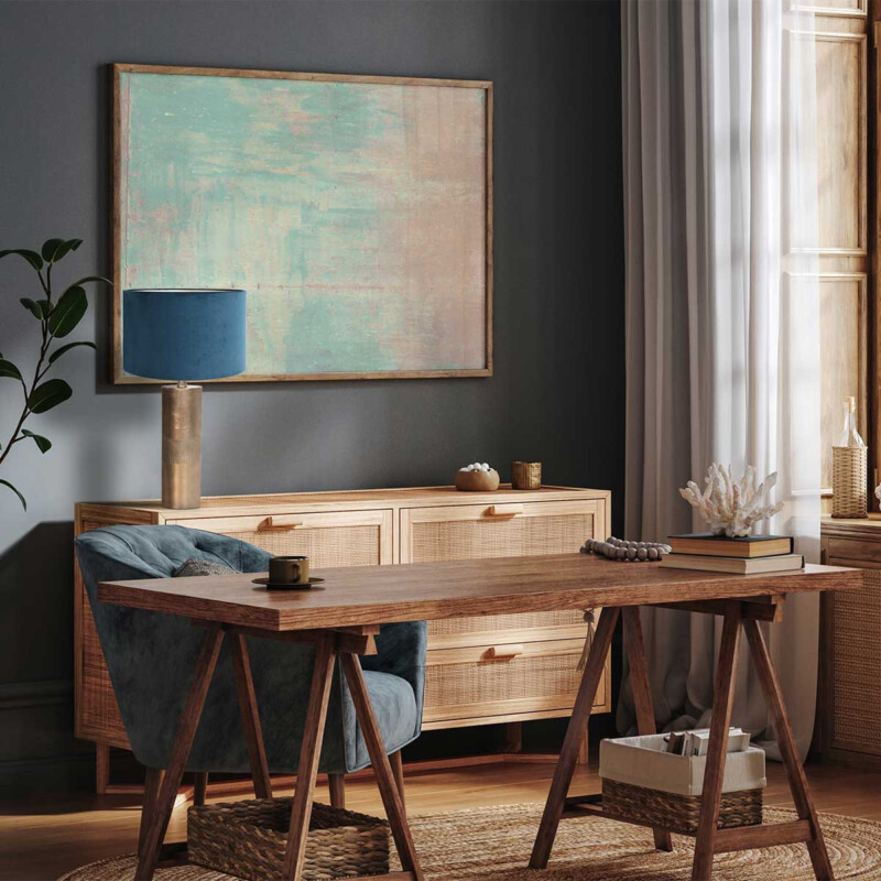 Lámpara de mesa moderna Steinhauer Bassiste azul y bronce - Imagen 3