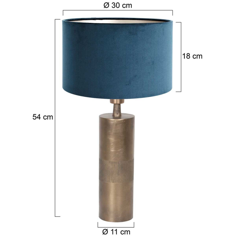 Lámpara de mesa moderna Steinhauer Bassiste azul y bronce - Imagen 7