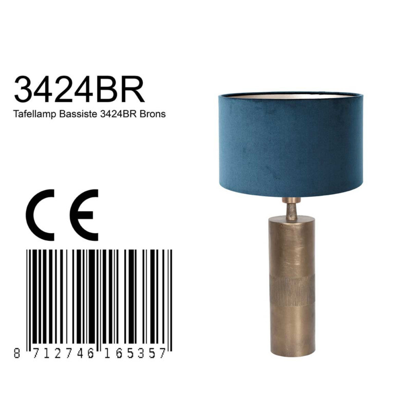 Lámpara de mesa moderna Steinhauer Bassiste azul y bronce - Imagen 8