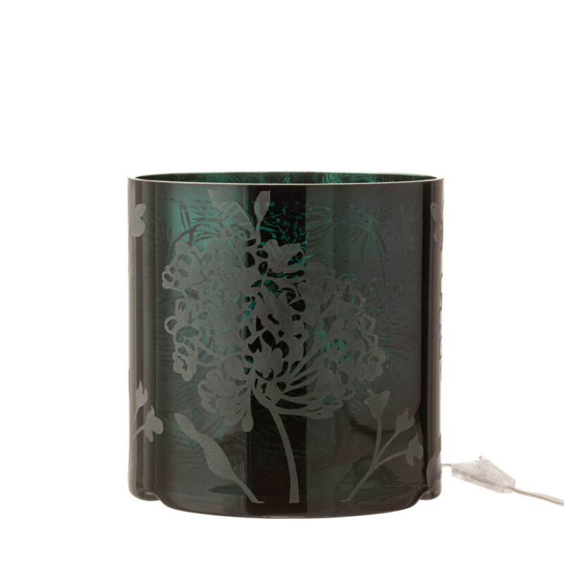 Lámpara de mesa moderna verde de vidrio tallado Jolipa Puck - Imagen 2
