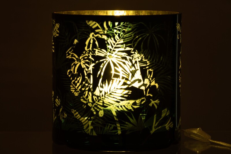 Lámpara de mesa moderna verde de vidrio tallado Jolipa Puck - Imagen 4
