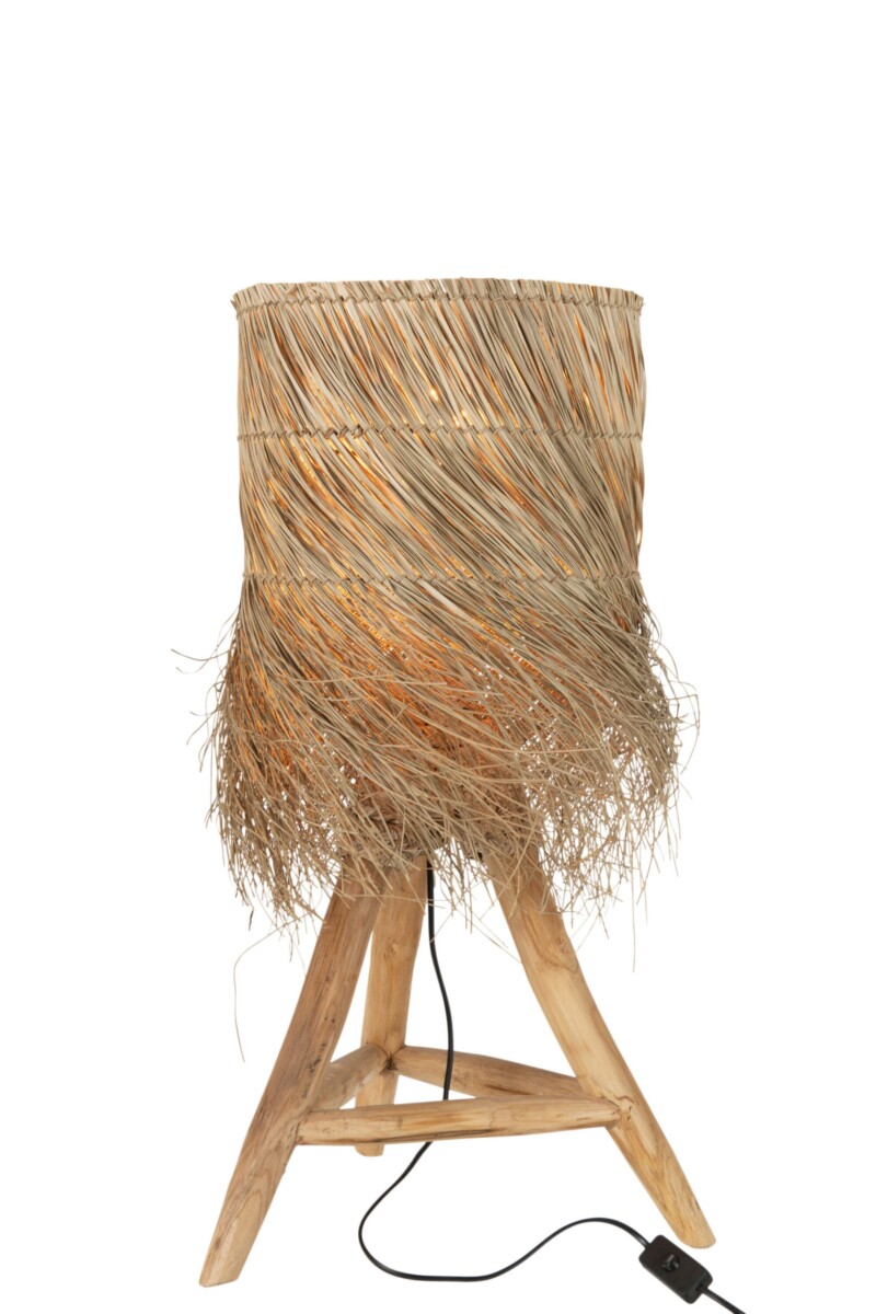 Lámpara de mesa natural de caña con madera Jolipa Rafi - Imagen 3