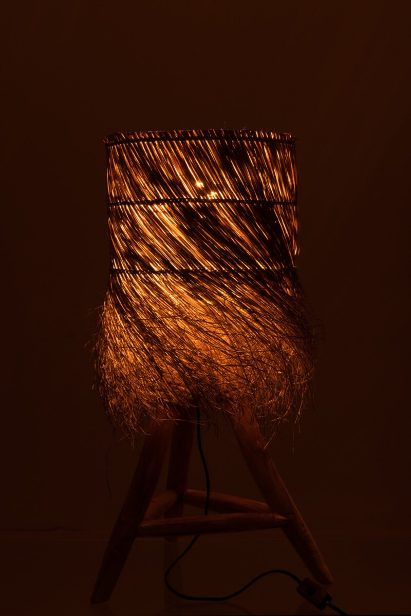 Lámpara de mesa natural de caña con madera Jolipa Rafi - Imagen 4