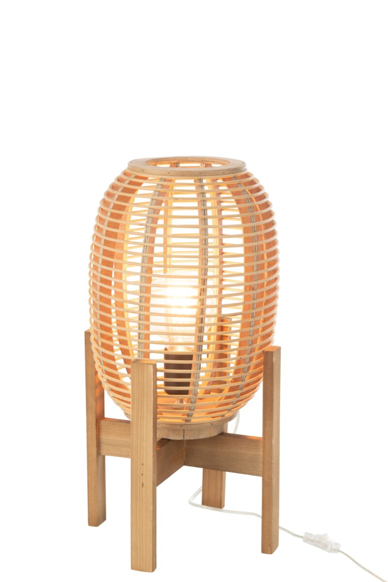 Lámpara de mesa natural de madera con base Jolipa Quinty - Imagen 3
