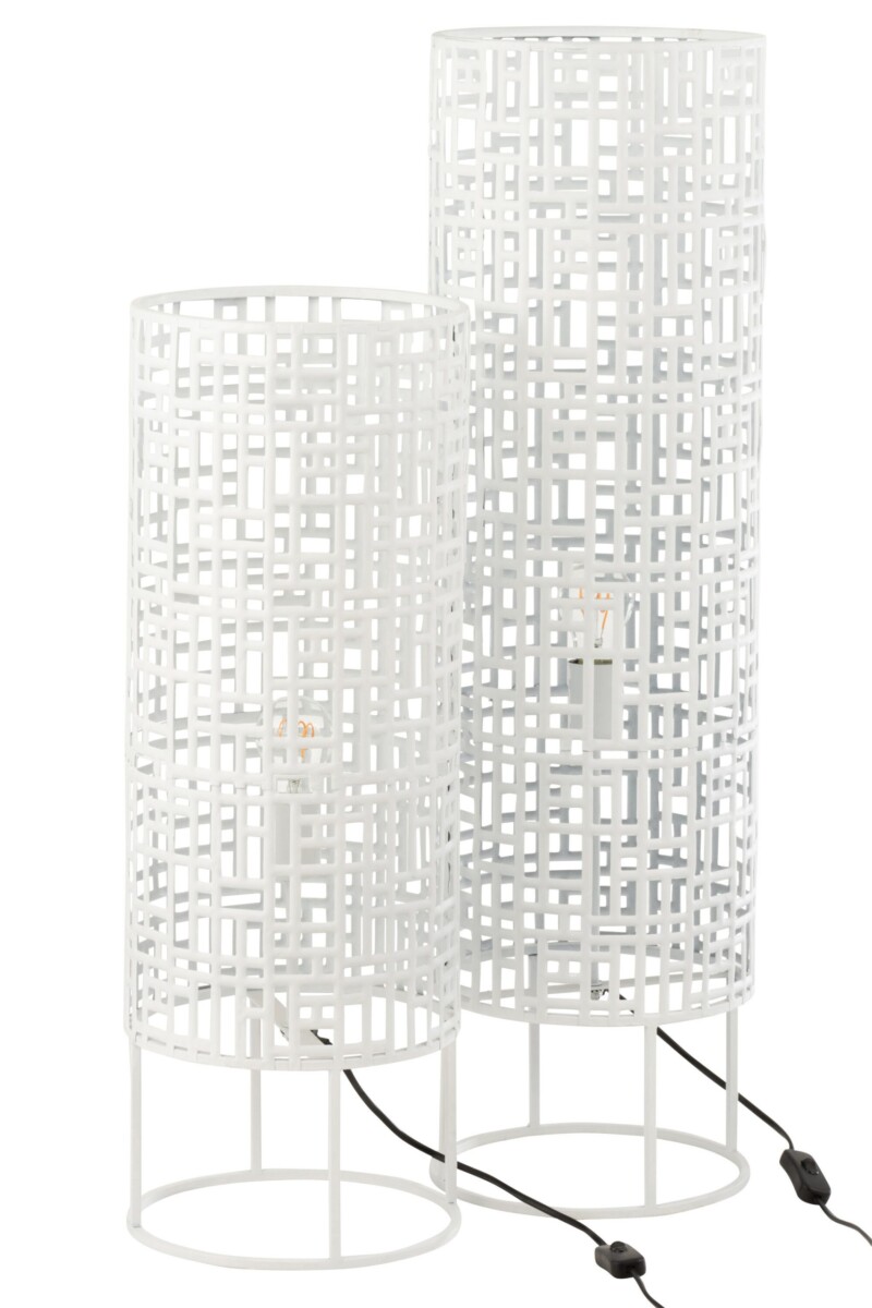 Lámpara de mesa oriental blanca de madera Jolipa Lila - Imagen 5