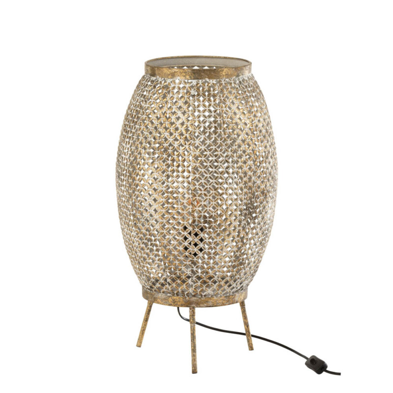 Lámpara de mesa oriental dorada ovalada Jolipa Flower Poly - Imagen 2