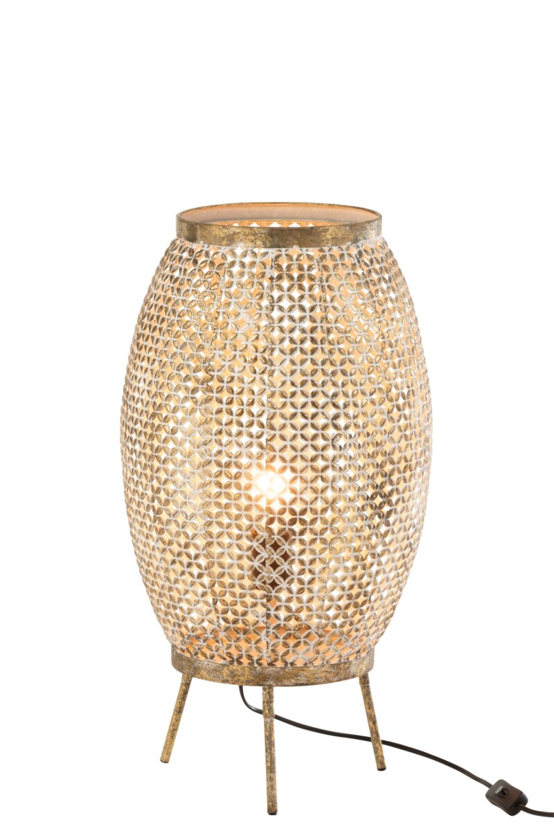 Lámpara de mesa oriental dorada ovalada Jolipa Flower Poly - Imagen 3