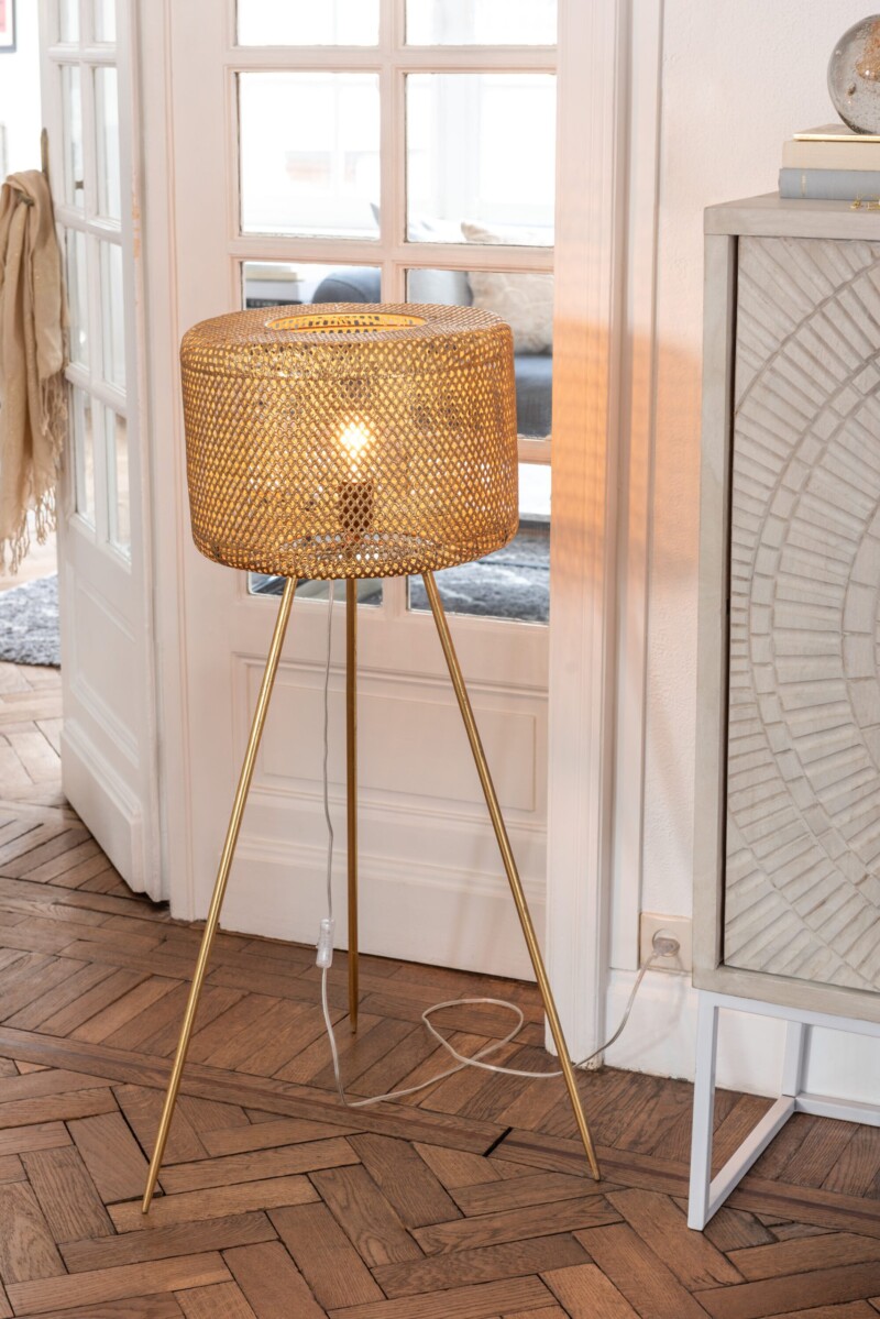 Lámpara de mesa oriental dorada trípode Jolipa Tucketer - Imagen 3