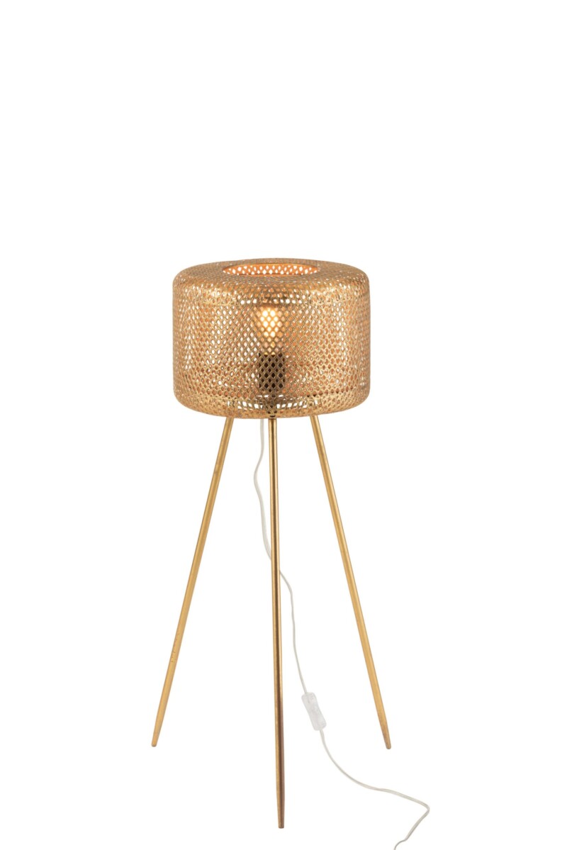 Lámpara de mesa oriental dorada trípode Jolipa Tucketer - Imagen 4