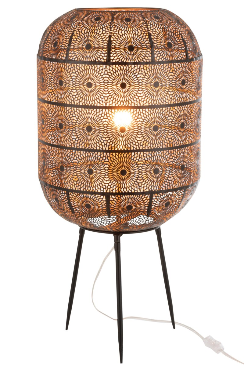 Lámpara de mesa oriental negra con motivo floral Jolipa Paul - Imagen 3