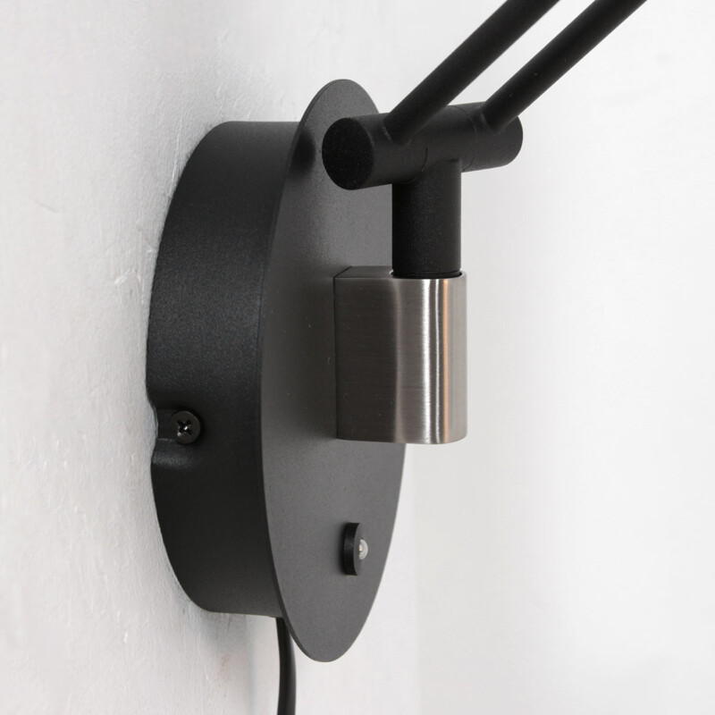 Aplique de pared negra flexible con placa de vidrio Steinhauer Soleil - Imagen 4