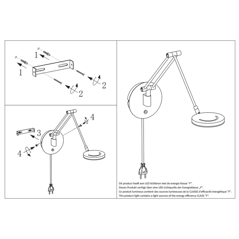Aplique de pared negra flexible con placa de vidrio Steinhauer Soleil - Imagen 8
