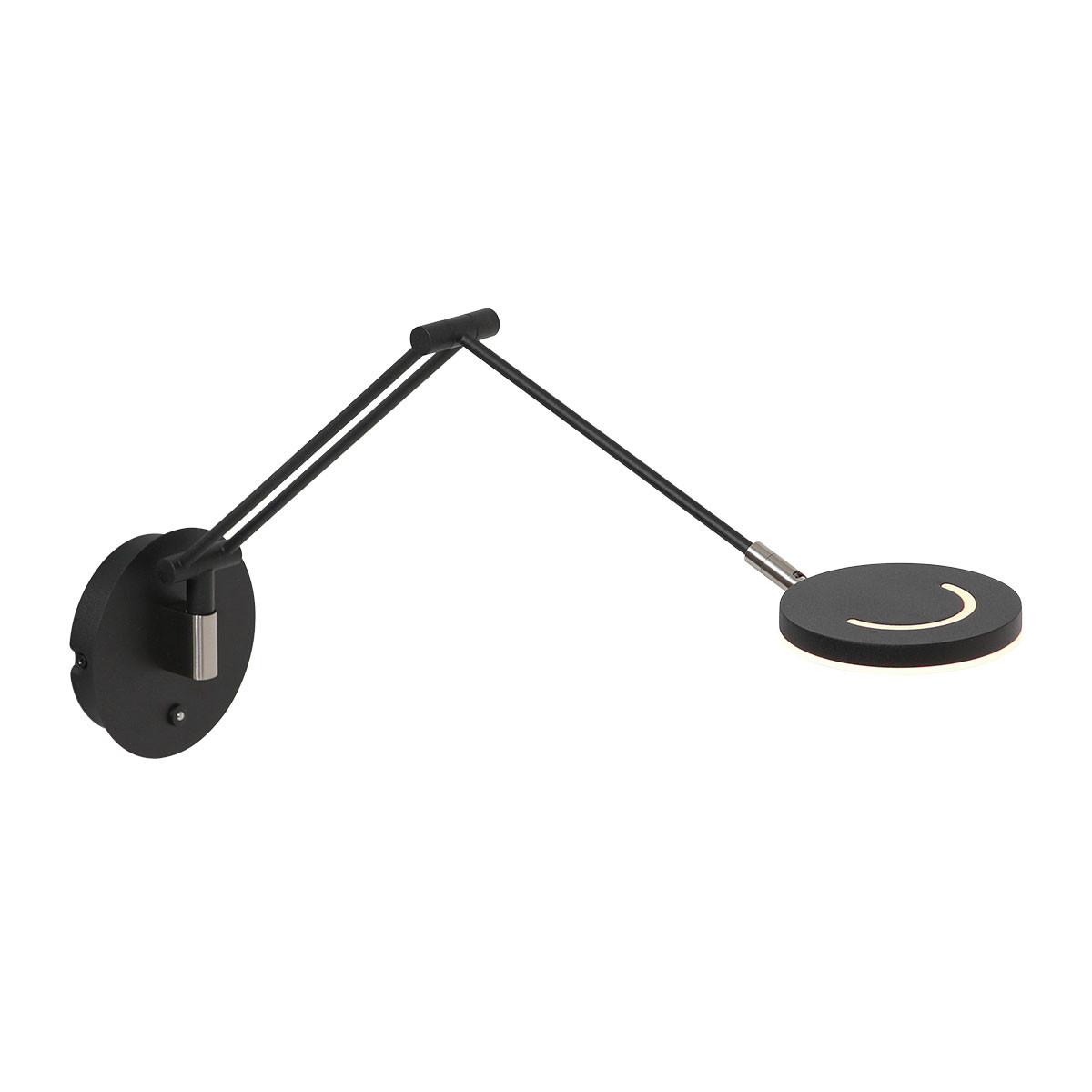 Aplique de pared negra flexible con placa de vidrio Steinhauer Soleil