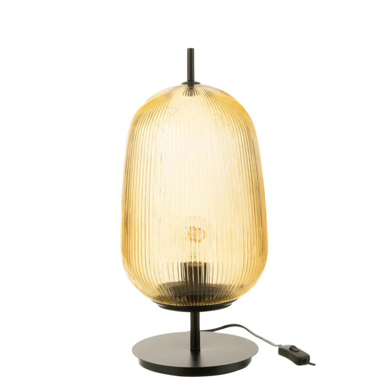 Lámpara de mesa retro amarilla de vidrio acanalado Jolipa Oasis - Imagen 2