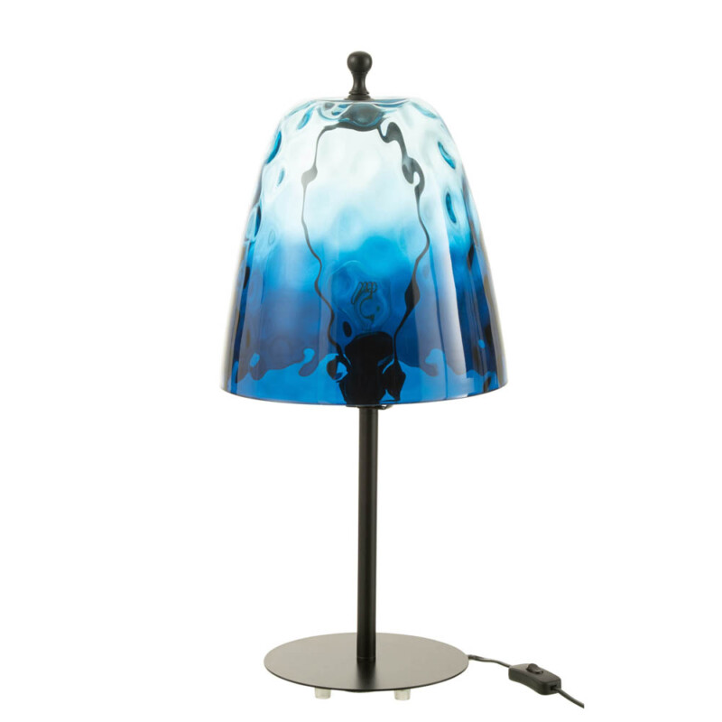 Lámpara de mesa retro de vidrio azul Jolipa Oceane - Imagen 2