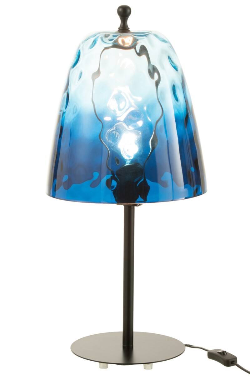 Lámpara de mesa retro de vidrio azul Jolipa Oceane - Imagen 3