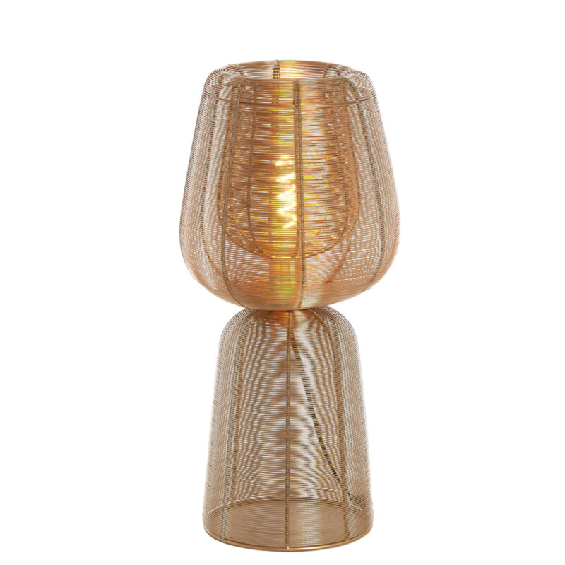 Lámpara de mesa retro dorada con alambre de metal fino Light and Living Aboso - Imagen 6